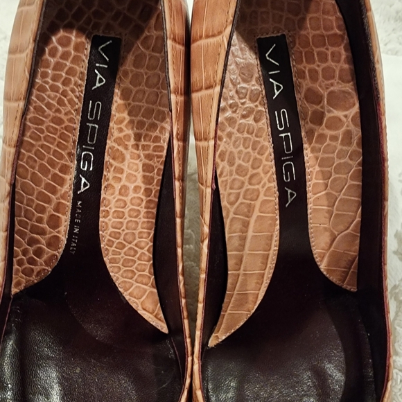 Via Spiga Blush Pink Faux Croc Pointed Heels- 8M - Picture 7 of 16